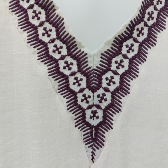 Kona Sol Cover Up Plum Purple Tassel Trim Boho Embroidered M - Picture 9 of 16